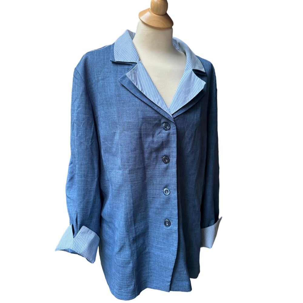 Sag Harbor Dress 2 Piece Suit Set Women's 20T Blue Button Front Blazer Pants NWT